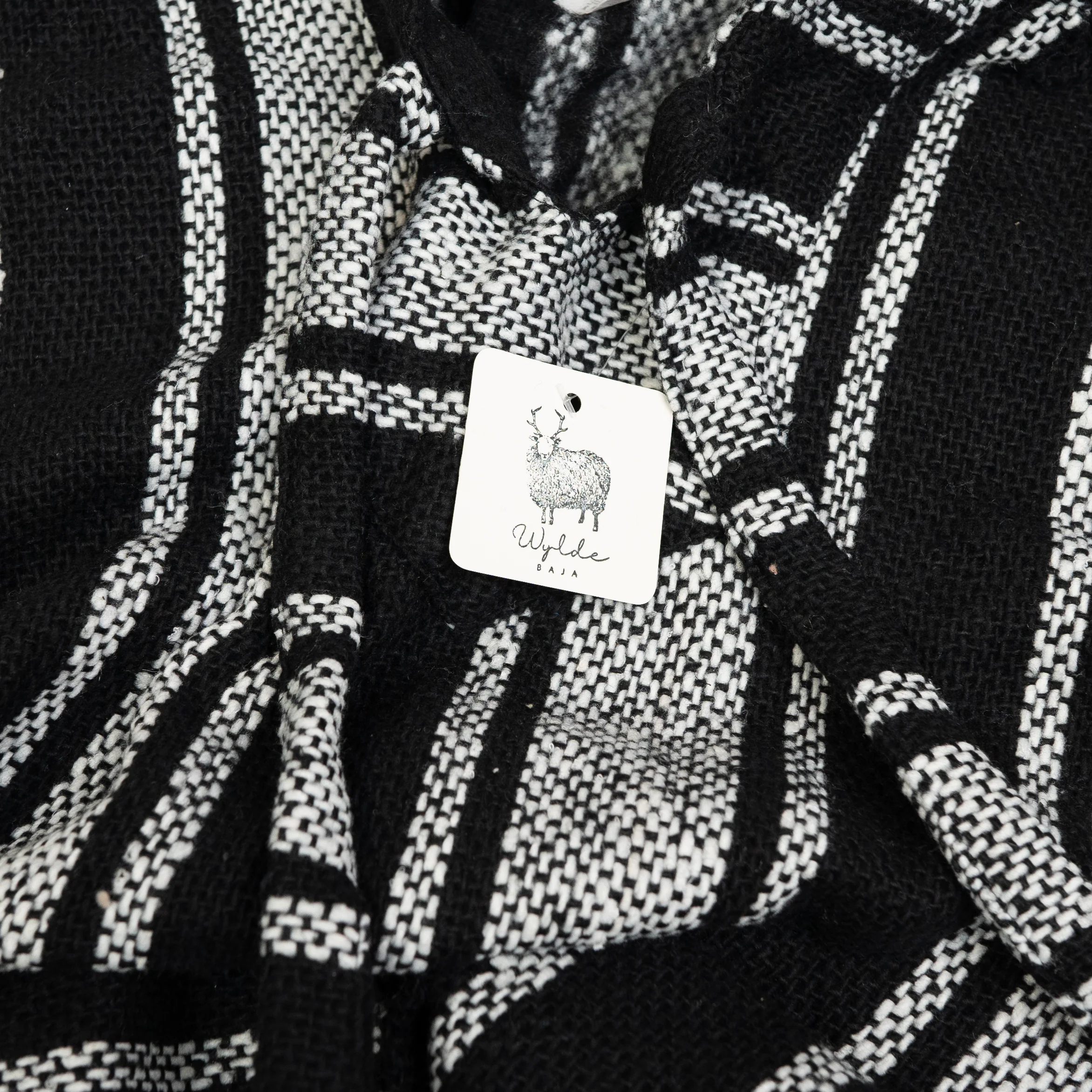 Black/White Mexican Drug Rug Baja Hoodie - Image 4