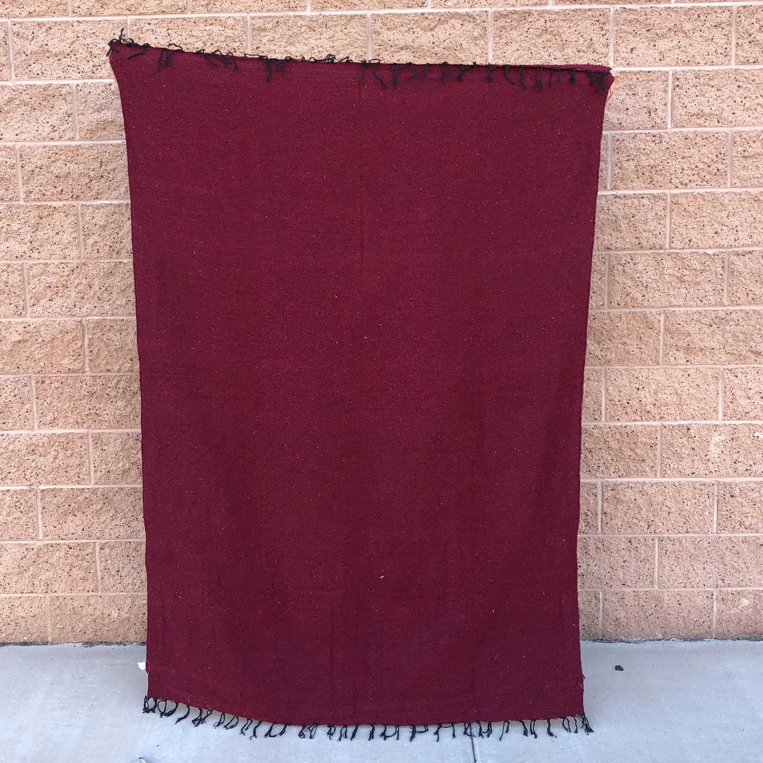 Burgundy Woven Mexican Baja Blanket - Image 3